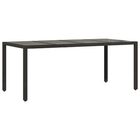 Vidaxl tuintafel met glazen blad 190x90x75 cm poly rattan zwart