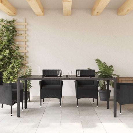Vidaxl tuintafel met glazen blad 190x90x75 cm poly rattan zwart