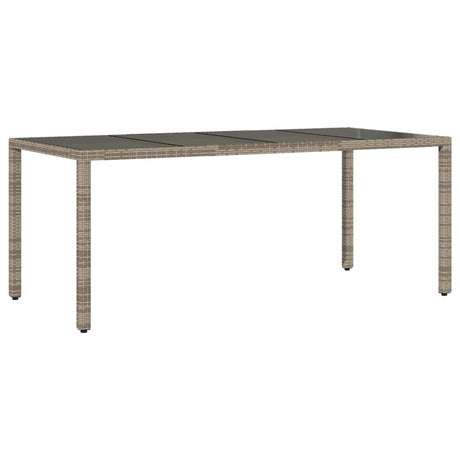 Vidaxl tuintafel met glazen blad 190x90x75 cm poly rattan grijs