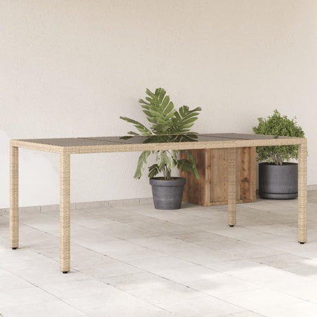 Vidaxl tuintafel met glazen blad 190x90x75 cm poly rattan beige