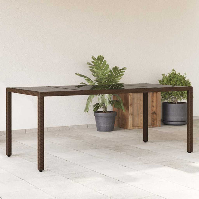 Vidaxl tuintafel met glazen blad 190x90x75 cm poly rattan bruin