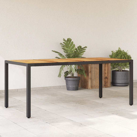 Vidaxl tuintafel met acaciahouten blad 190x90x75 cm poly rattan zwart