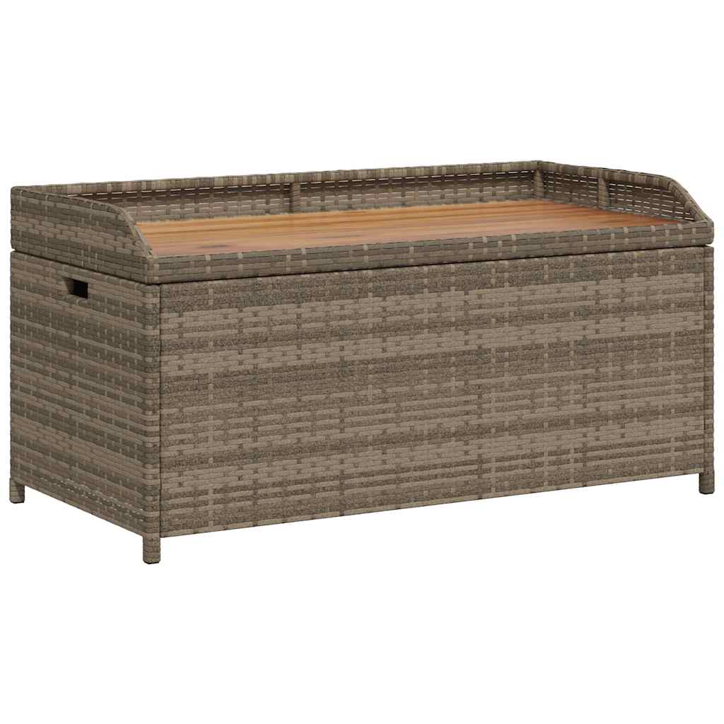 Vidaxl opbergbank 100x50x52 cm poly rattan en acaciahout grijs