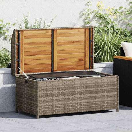 Vidaxl opbergbank 100x50x52 cm poly rattan en acaciahout grijs