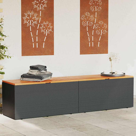 Vidaxl tuinbox 220x50x54 cm poly rattan en acaciahout zwart