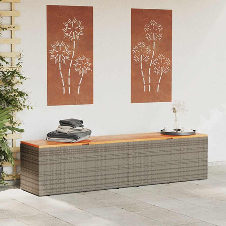 Vidaxl tuinbox 220x50x54 cm poly rattan en acaciahout grijs