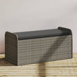 Vidaxl opbergbankje met kussen 115x51x52 cm poly rattan grijs