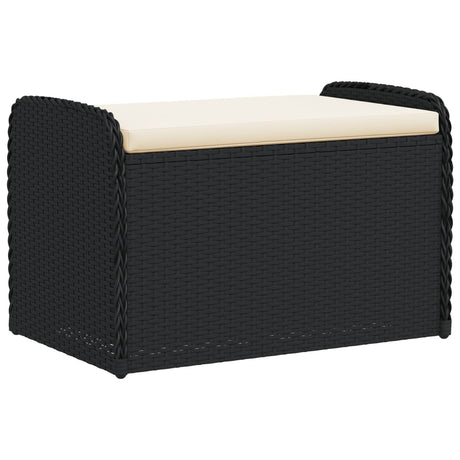 Vidaxl opbergbankje met kussen 80x51x52 cm poly rattan zwart