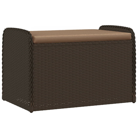 Vidaxl opbergbankje met kussen 80x51x52 cm poly rattan bruin