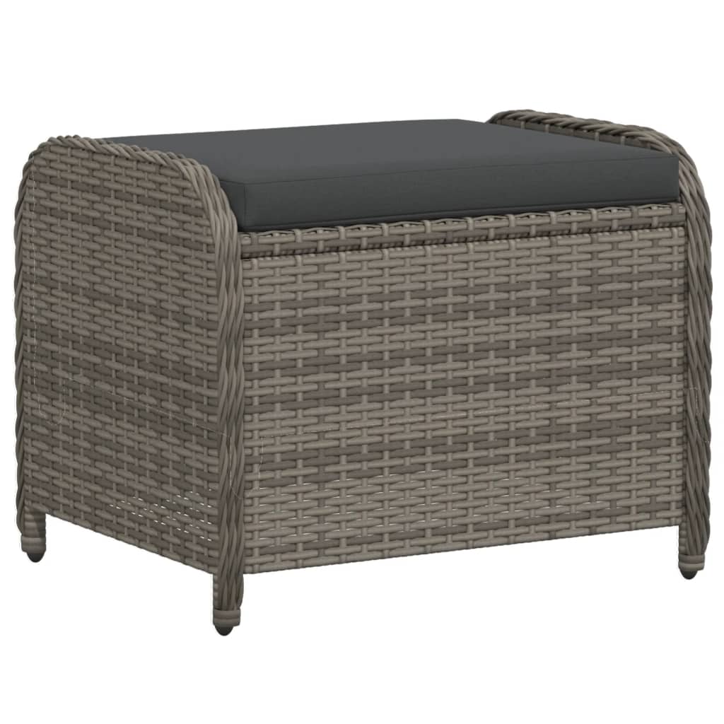 Vidaxl tuinkruk met kussen 58x46x46 cm poly rattan grijs