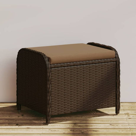 Vidaxl tuinkruk met kussen 58x46x46 cm poly rattan bruin