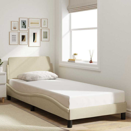 Vidaxl bedframe met hoofdeinde dover 80x200 cm stof crème