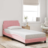 Vidaxl bedframe met hoofdeinde dover 80x200 cm fluweel roze