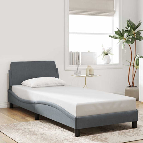 Vidaxl bedframe dover 90x200 cm fluweel donkergrijs