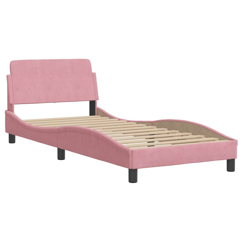 Vidaxl bedframe met hoofdeinde dover 90x200 cm fluweel roze