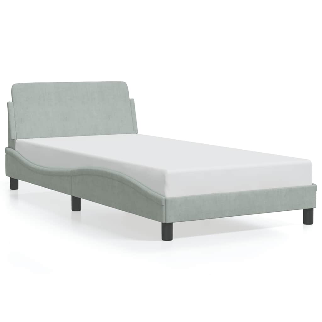 Vidaxl bedframe dover 100x200 cm fluweel lichtgrijs