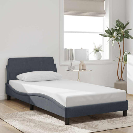 Vidaxl bedframe dover 100x200 cm fluweel donkergrijs