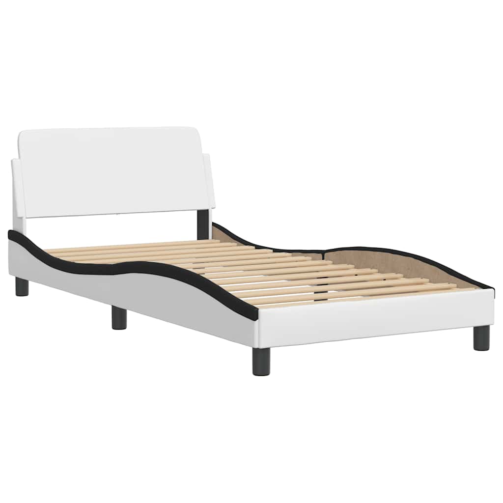 Vidaxl bedframe dover kunstleer zwart en wit 100x200 cm