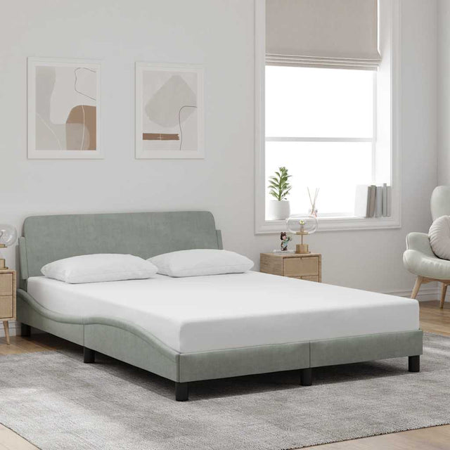 Vidaxl bedframe dover 120x200 cm fluweel lichtgrijs