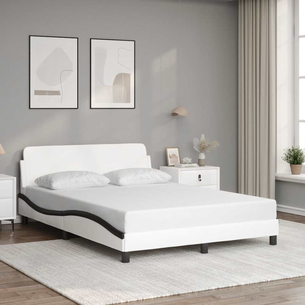 Vidaxl bedframe dover kunstleer zwart en wit 120x200 cm