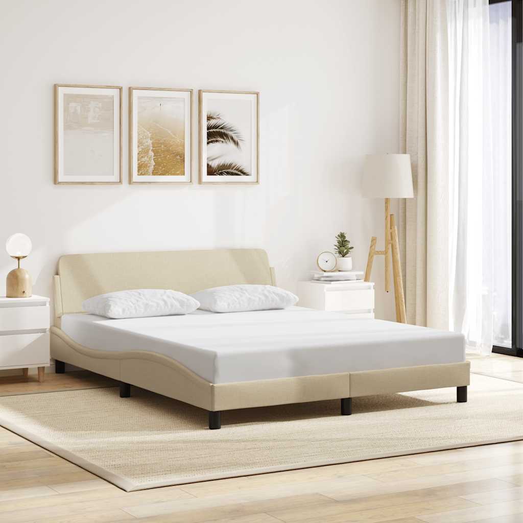 Vidaxl bedframe dover stof crèmekleurig 160x200 cm