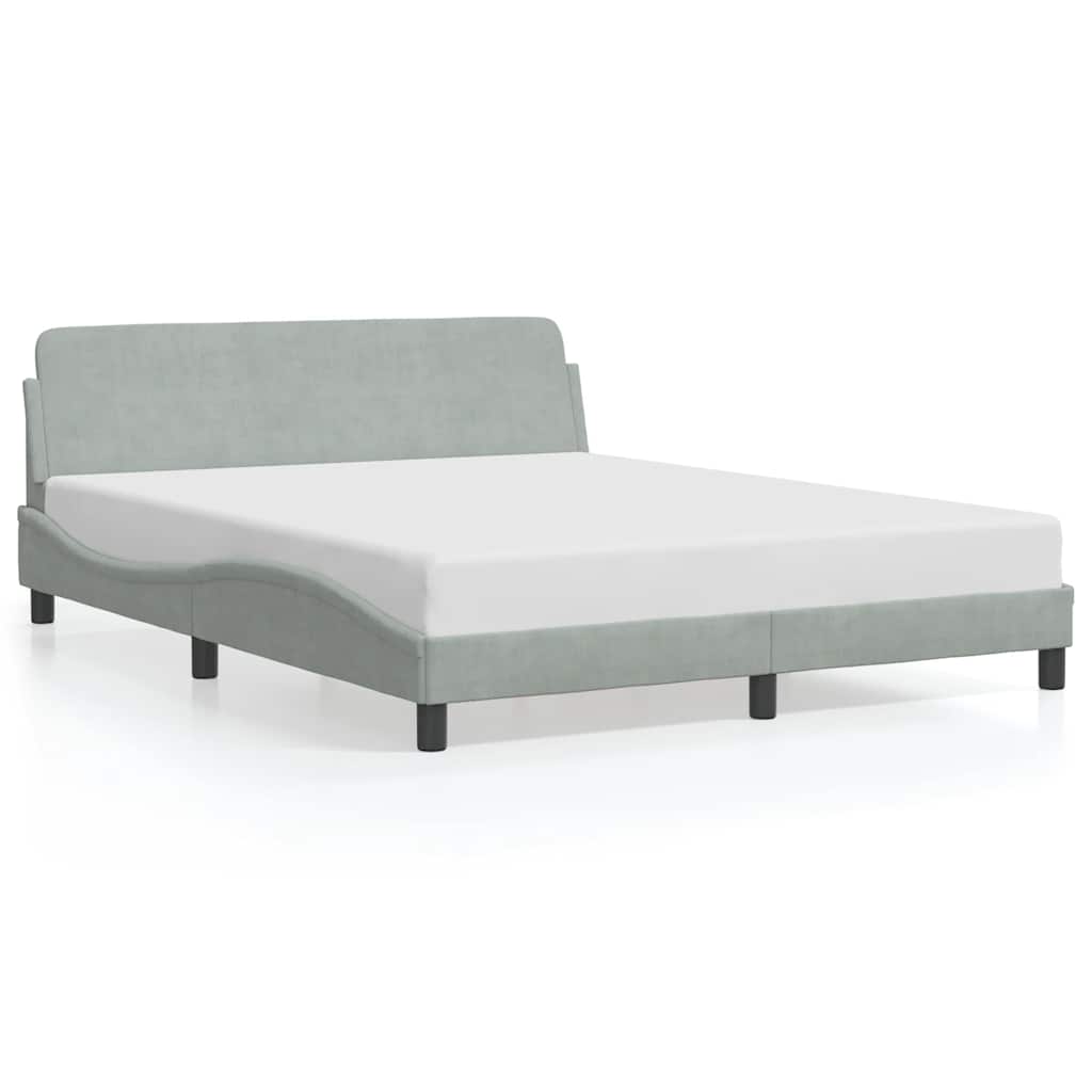 Vidaxl bedframe dover 160x200 cm fluweel lichtgrijs