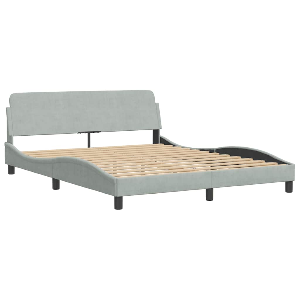 Vidaxl bedframe dover 160x200 cm fluweel lichtgrijs