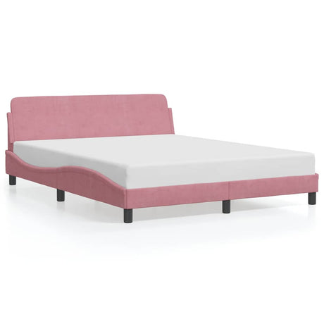 Vidaxl bedframe met hoofdeinde dover 160x200 cm fluweel roze