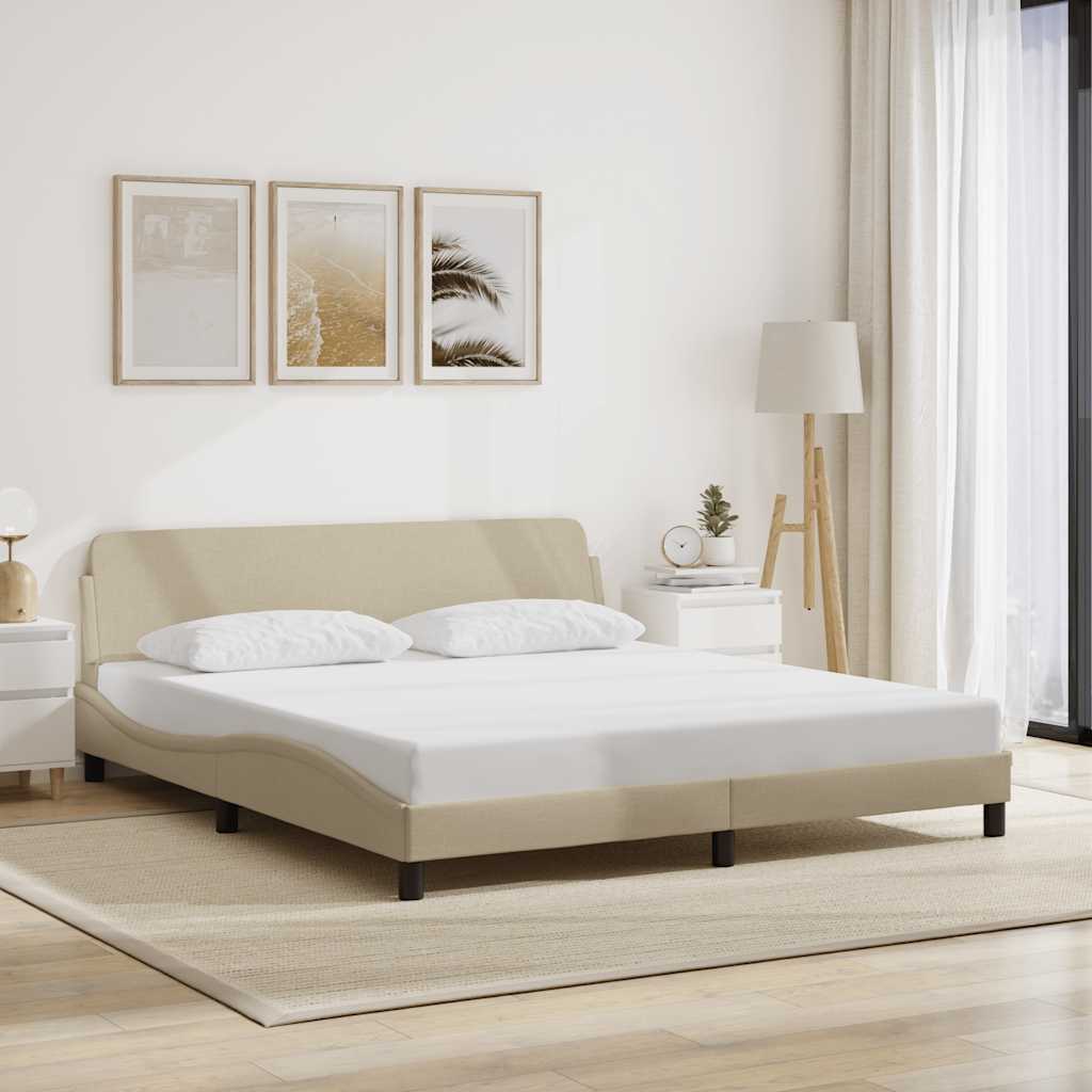 Vidaxl bedframe dover stof crèmekleurig 180x200 cm