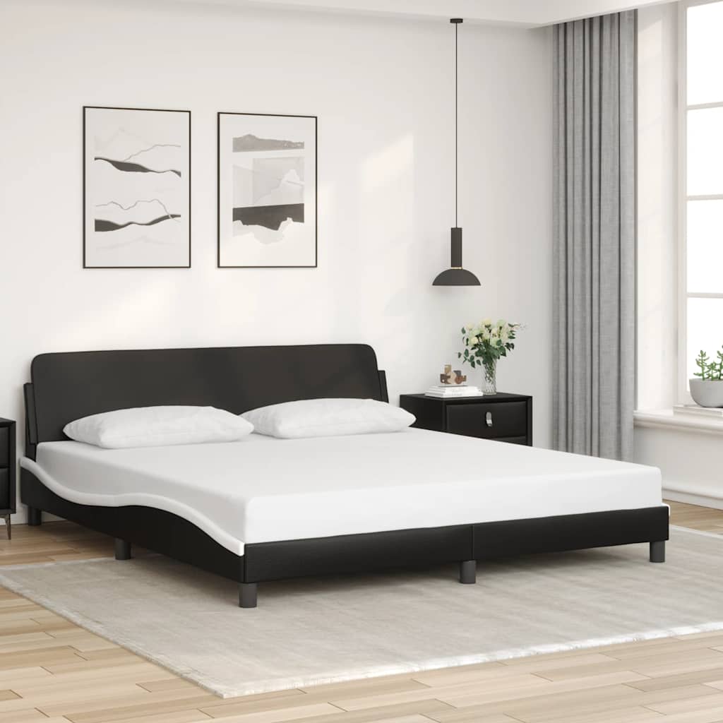 Vidaxl bedframe dover kunstleer zwart en wit 180x200 cm