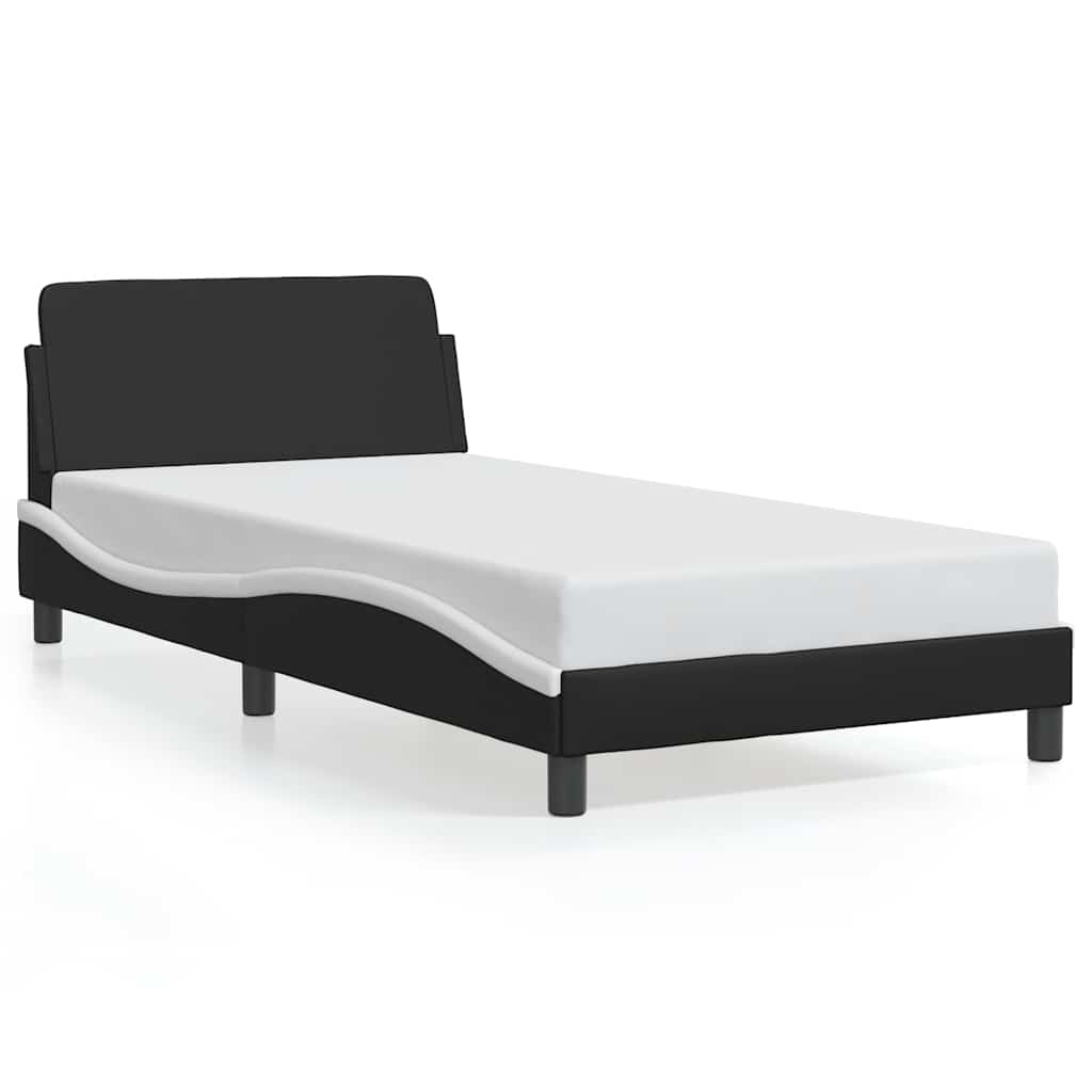 Vidaxl bedframe dover kunstleer zwart en wit 100x190 cm