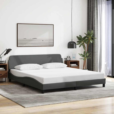 Vidaxl bedframe dover stof donkergrijs 152x203 cm