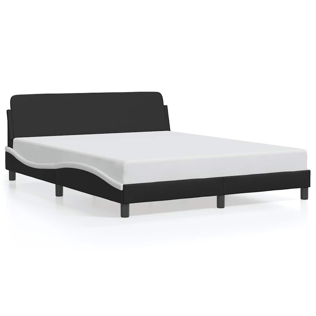 Vidaxl bedframe dover kunstleer zwart en wit 152x203 cm