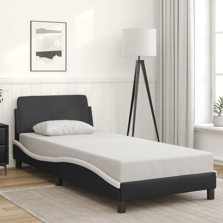 Vidaxl bedframe dover zwart en wit 90x190 cm kunstleer
