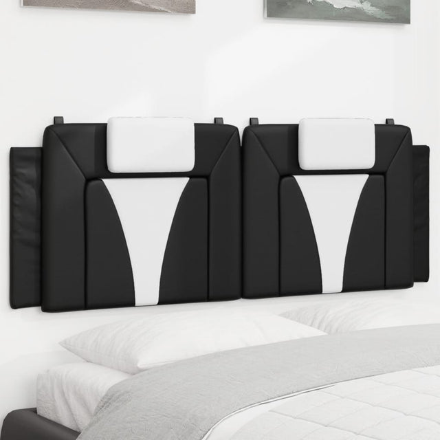 Vidaxl hoofdbordkussen viana 140 cm kunstleer zwart en wit