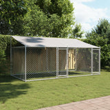 Vidaxl dog loft con tetto e porte 4x2x2 m grigio galvanizzato