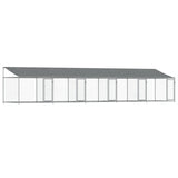 Vidaxl Dog Loft avec toit et portes 10x2x2 m Gray en acier galvanisé