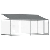 Vidaxl dog loft con tetto e porta 4x2x2 m grigio in acciaio zincato