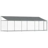 Vidaxl dog loft con tetto e porta 6x2x2 m grigio in acciaio zincato