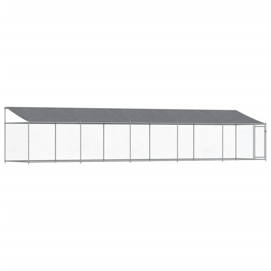 Vidaxl dog loft with roof and door 10x2x2 m galvanized steel gray