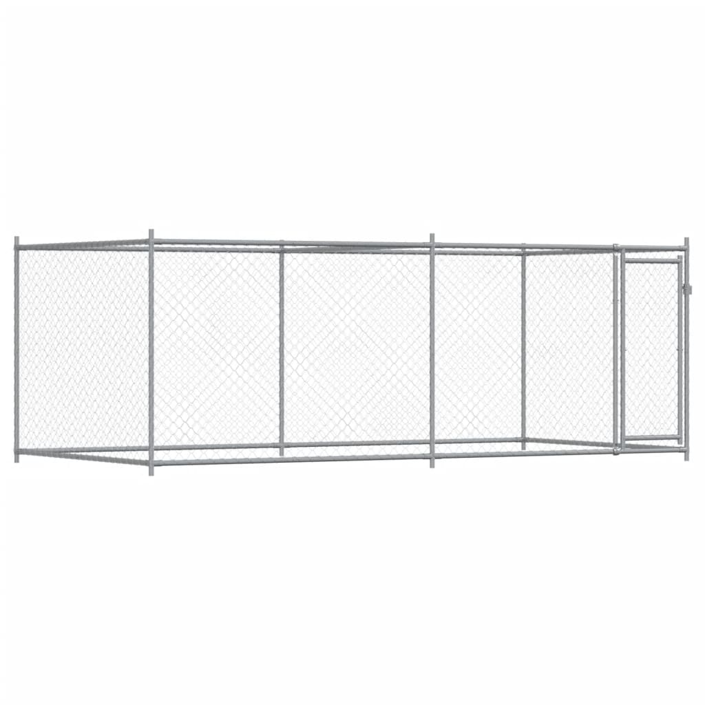 Vidaxl Dog Loft avec porte 4x2x1,5 m Gray en acier galvanisé