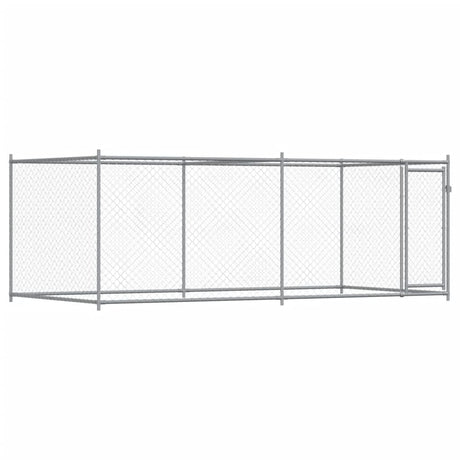 Vidaxl hondenhok met deur 4x2x1,5 m gegalvaniseerd staal grijs