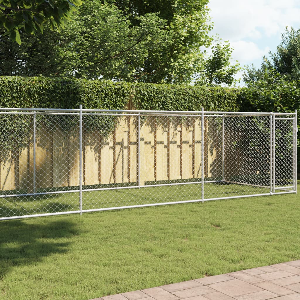 Vidaxl Dog loft med dør 8x2x1,5 m galvaniseret stålgrå