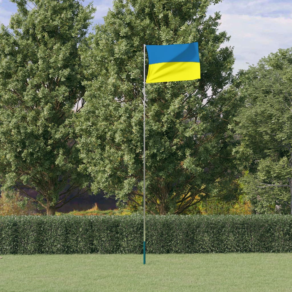 Vidaxl flag with flagpole Ukraine 5.55 m aluminum