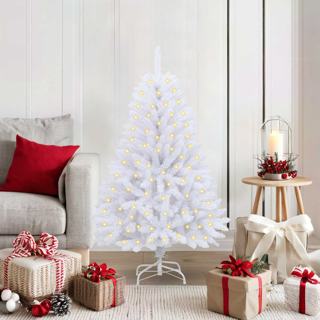 Vidaxl kunstkerstboom met 150 led wit 120 cm pvc en metaal