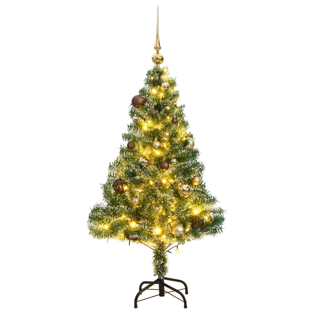 Vidaxl Kunstkerstboom z 150 diodami LED kulki świąteczne i śnieg 120 cm