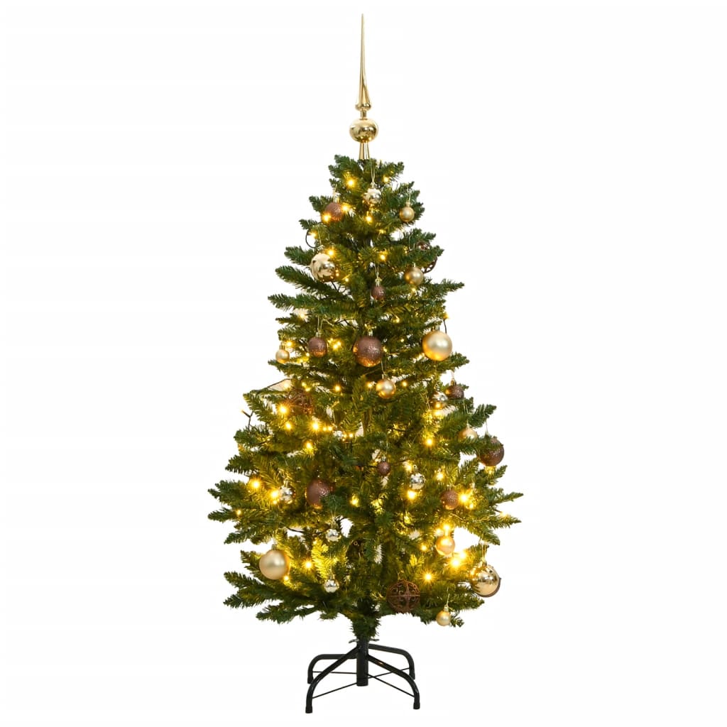 Vidaxl Kunstkerstboom mit Scharnieren 150 LED- und Weihnachtsbällchen 120 cm