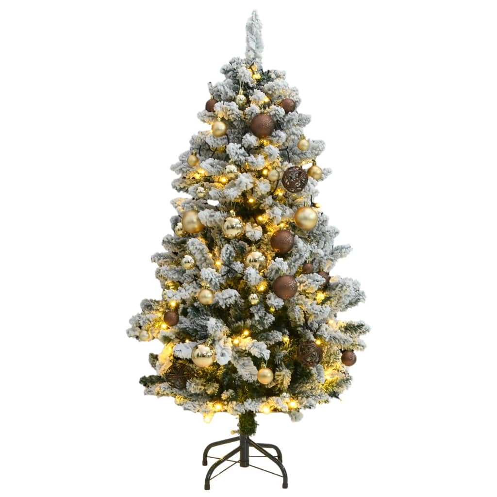 Vidaxl Kunstkerstboom s tečaji 150 LED in božične žoge 120 cm