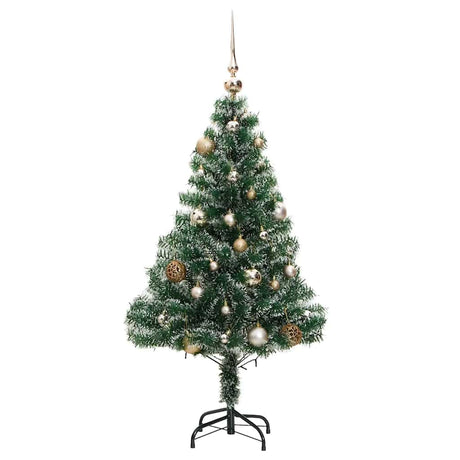 Vidaxl kunstkerstboom 150 led's kerstballen en sneeuw 150 cm