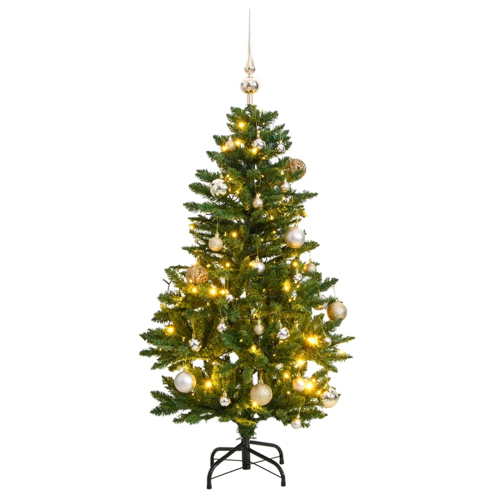 Vidaxl Kunstkerstboom mit Scharnieren 150 LED- und Weihnachtsbällchen 120 cm